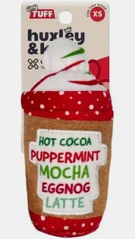 Huxley & Kent Power Plush Tiny Tuff Dog Toy - Durable & Soft for Interactive Play - Latte My Way