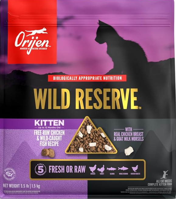 ORIJEN Wild Reserve Dry Cat Food Free-Run Chicken & Wild-Caught Fish Kitten Recipe 3.5lb Bag