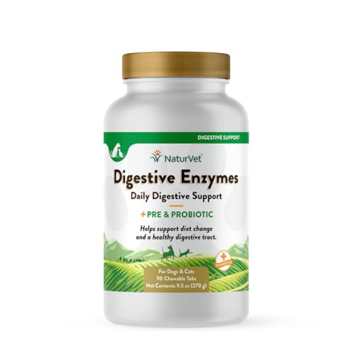 NaturVet Digestive Enzymes Chewable Tablets with Prebiotics & Probiotics, 90-count(Size: 90-count)