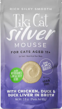 Tiki Cat Silver Mousse with Chicken, Duck & Duck Liver in Broth Wet Cat Food Pouch 2.8 oz