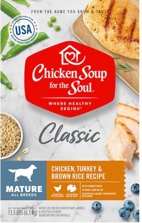 Chicken Soup Chicken, Turkey & Brown Rice Senior Recipe Dry Dog Food, 16.2 lb