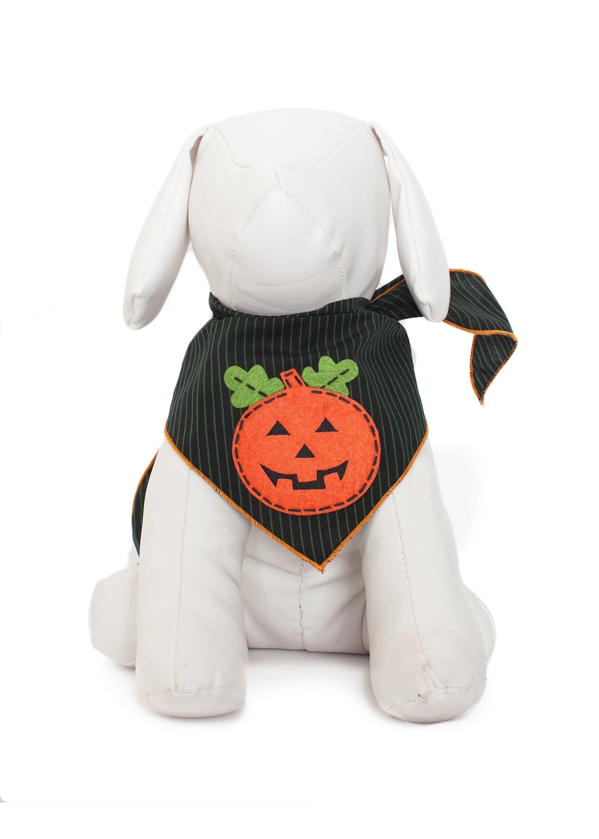 Tail Trends Pumpkin Stripes Halloween Dog Bandana Fall Pet Costume - Orange/Large(Size: Large)