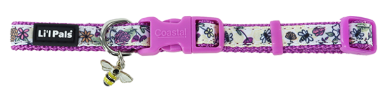 Li'l Pals Dog Collar ChrmRbn BmblBees Pt X-Sm 3/8"x6-8"