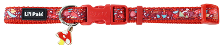 Li'l Pals Dog Collar ChrmRbn Mshrm Pt X-Sm 3/8"x6-8"