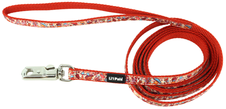 Li'l Pals Dog Leash ChrmRbn Mshrm X-Small 3/8"x6'