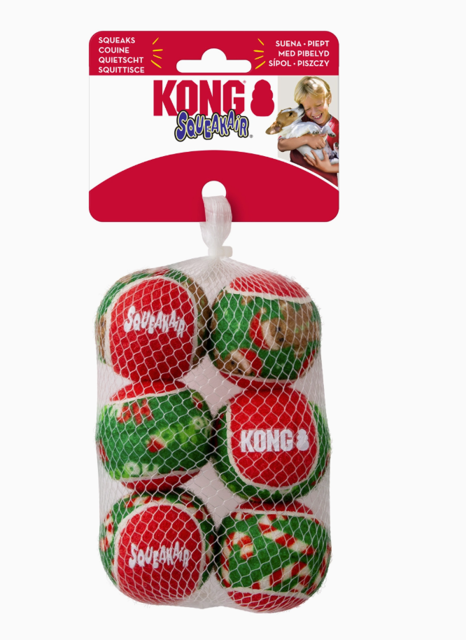 Kong Holiday Squeakair® Balls 6-pk Dog Toy Sm