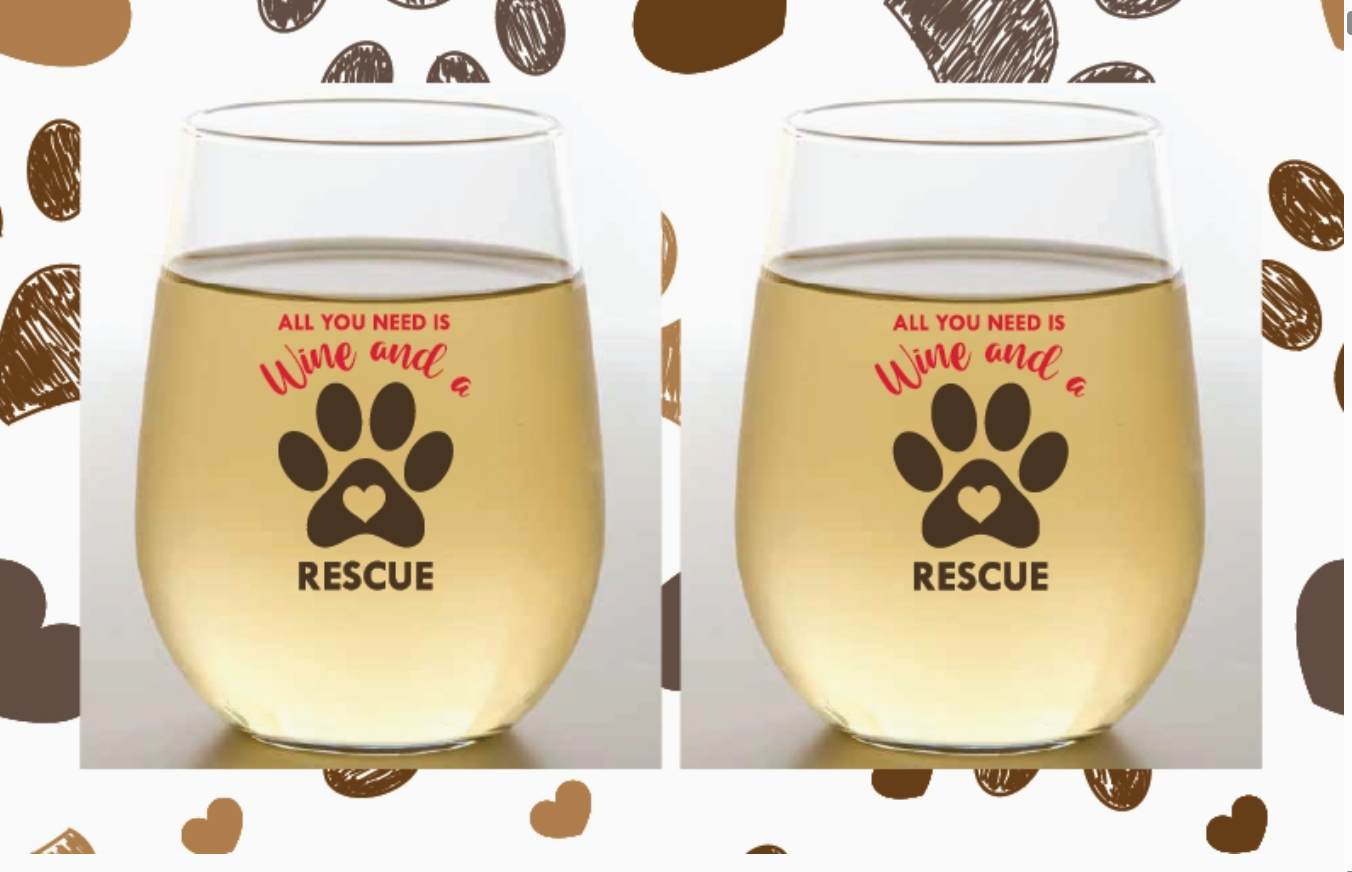 DOG BREED COLLECTION 2-Pack Shatterproof Wine Glasses, Rescue