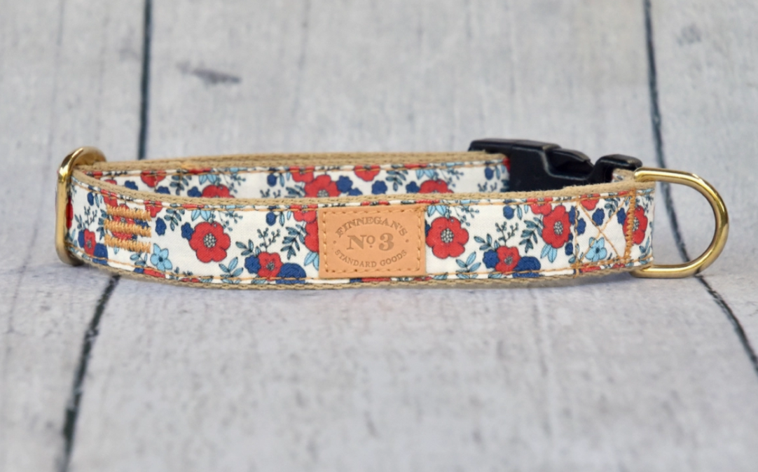 Finnegan's 1"  Poppies Collar - L (63 - 100 lbs)