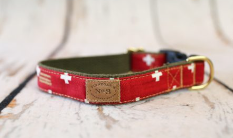 Finnegan's 1"  Red Cross Collar - M (25 -63 lbs)