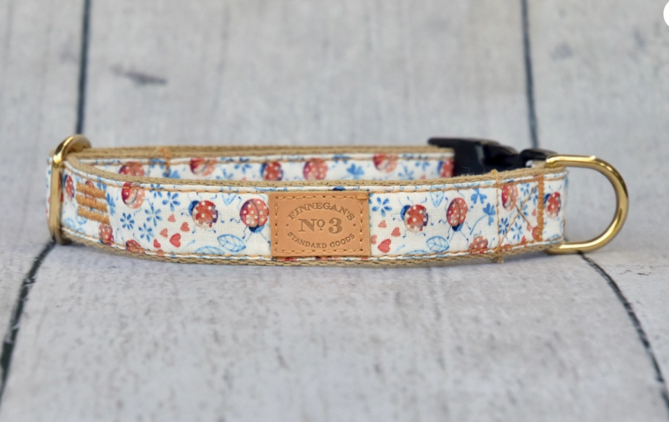 Finnegan's 3/4 " Ladybug Collar  - M (15 - 25 lbs)