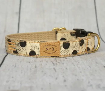 Finnegan's 1"Antique Black Dot Collar - L (63 - 100 lbs)