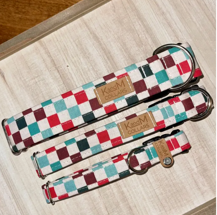Winter Checkered Dog Collar - Large / 16-22" / 1"