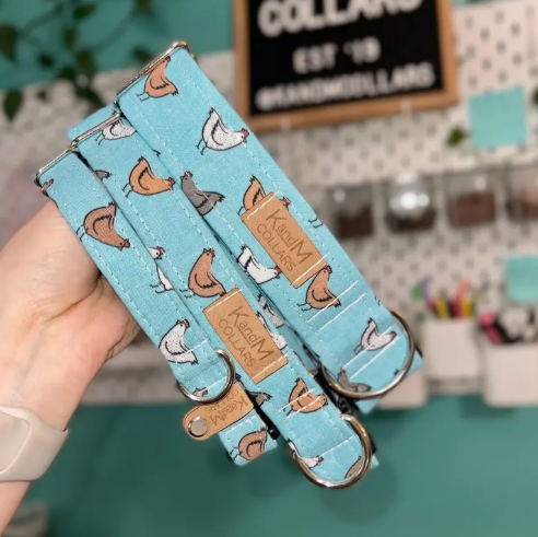 Spring Chickens Dog Collar - Med / 14-18" / 3/4"