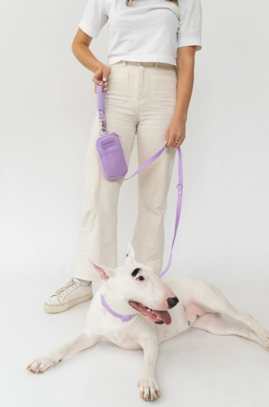 Springer Dog Walking Walk Bag with Built-in Leash, Lilac