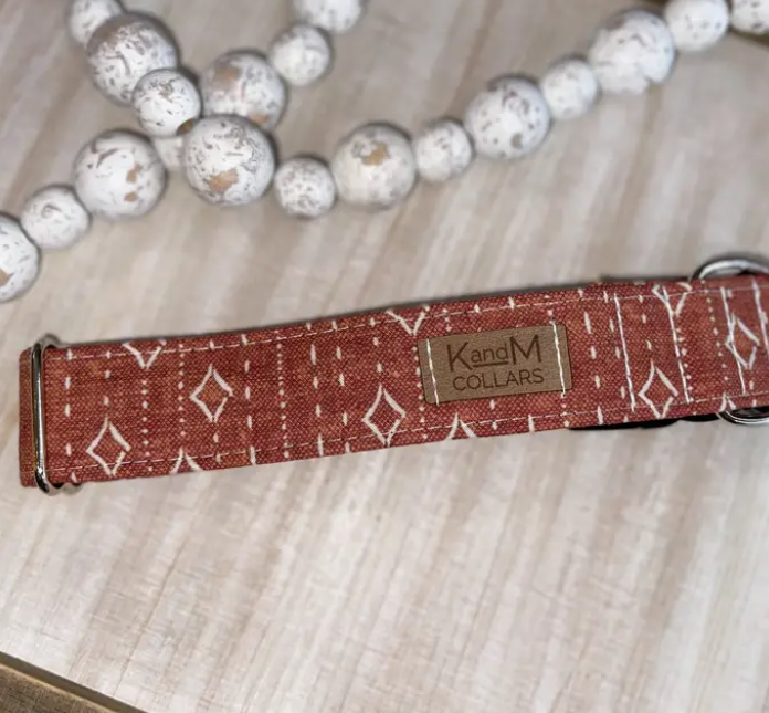 Boho Rust Diamonds Dog Collar - XLarge / 22-26" / 1.5"