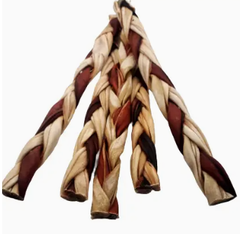 Braided Beef Collagen Stick Brown/Natural - 12"