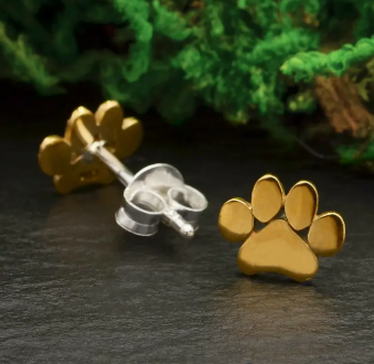 EARRINGS - Bronze Paw Print Post Earrings 6x7mm