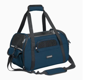 GOOPAWS Soft Sided Pet Cat Carrier Perfect for Travel, Navy Blue, 19"