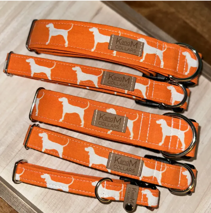 Vols Orange and White Checkered Dog Collar, Tennessee, GBO, Small / 11-15" / 3/4"