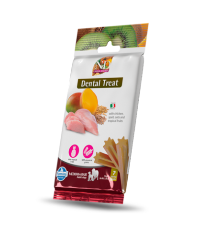 Farmina Dog Treat Dental TROPICAL Chicken & Spelt Oats Adult Medium Maxi 3.5 oz