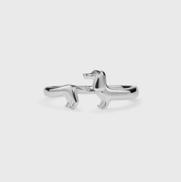RING Dachshund Dog Stacking Band Ring in 925 Sterling Silver