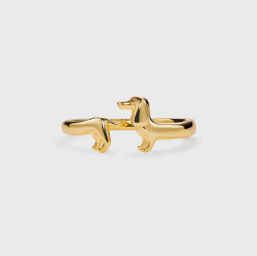 RING Dachshund Dog Stacking Band Ring in 925 Sterling Silver, Gold plate