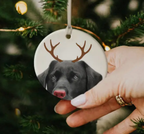 ORNAMENT: Reindeer Lab (Black) Ceramic Ornament