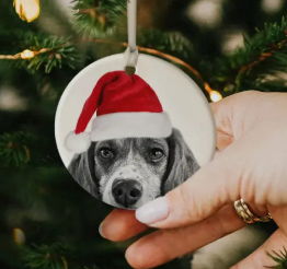 ORNAMENT: Santa Hat Beagle Ceramic Ornament