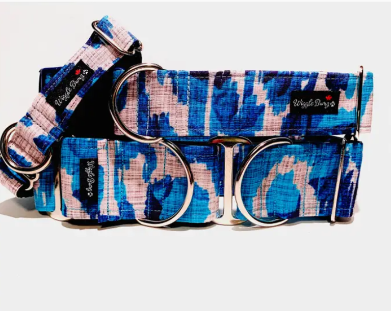 Blue Camo Dog Collar, Buckle / Collar - 1.0 x 12-18In