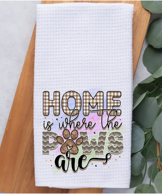 Kitchen Waffle Weave Towel, Home Is Where the Paws Are
