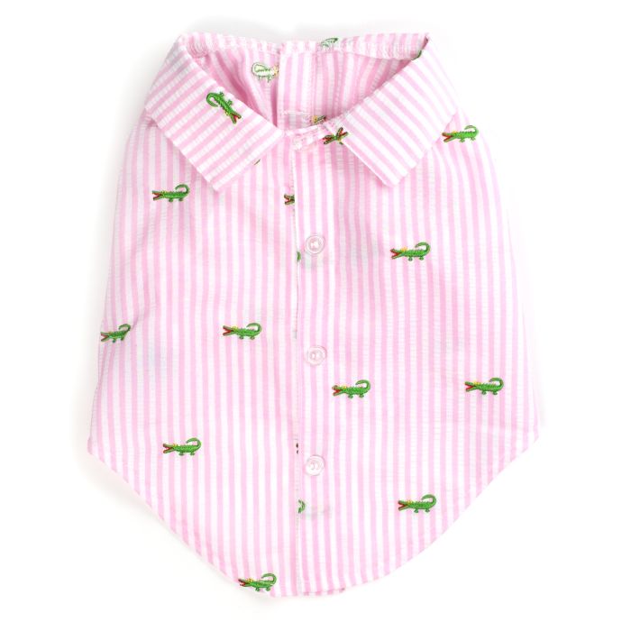 Shirt - Pink & White Stripe Alligator Small