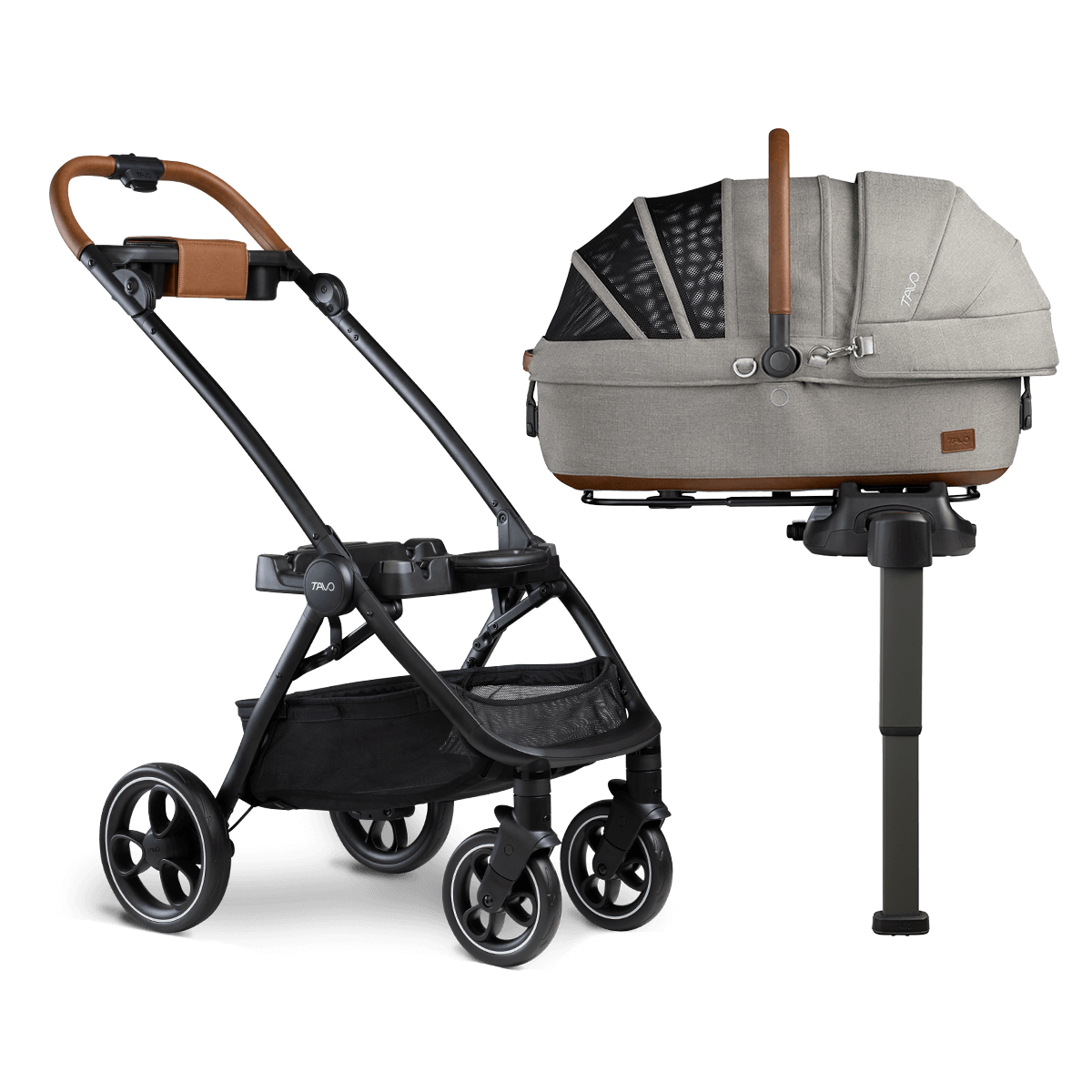 Maeve Pet Car Set w/Base & stroller Bundle - Medium Rigid - Cognac/Merle