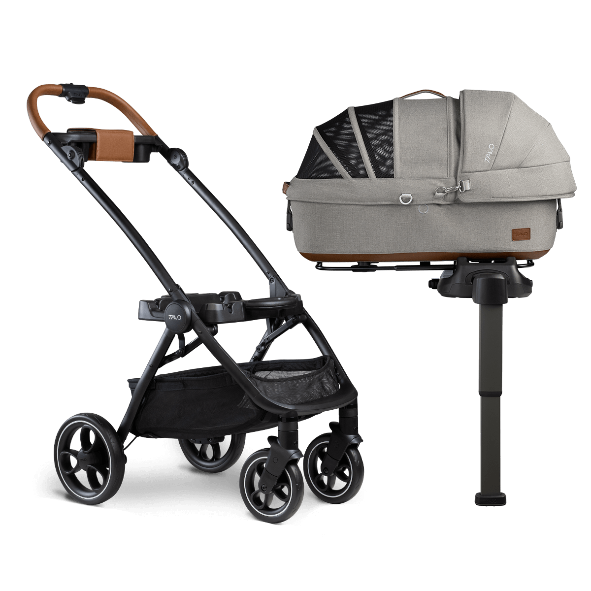 Maeve Pet Car Seat w/Base & Stroller Bundle - Medium Flex - Cognac/Merle