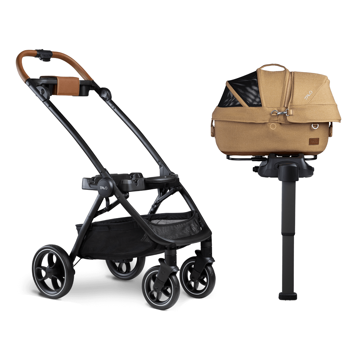 Maeve Pet Car Seat w/Base & Stroller Bundle - Small Flex - Cognac/Sable