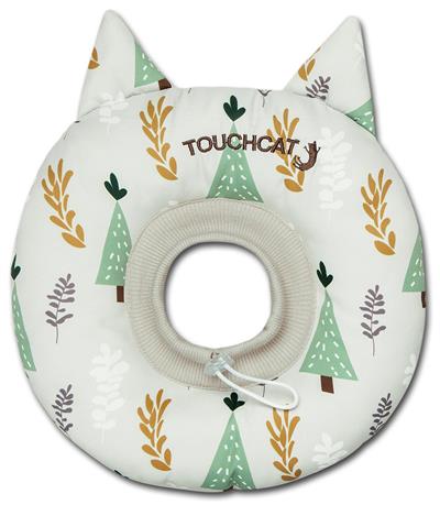 Touchcat 'Ringlet' Licking and Scratching Adjustable Pillow Cat Neck Protector, White Small