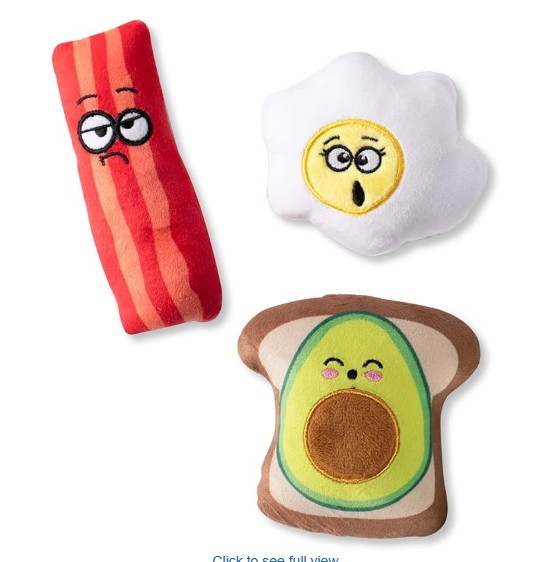 Petshop by Fringe Studio Breakfast Plush Dog Toy Set Small 3pc