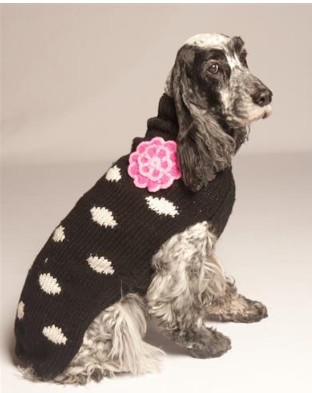 Black Polka Dot Flower Medium Sweater