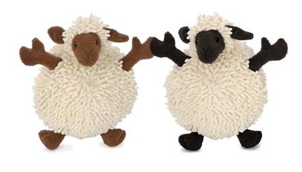 GoDog Fuzzy Wuzzy Lamb Chew Guard Squeaky Plush Dog Toy Mini Assorted