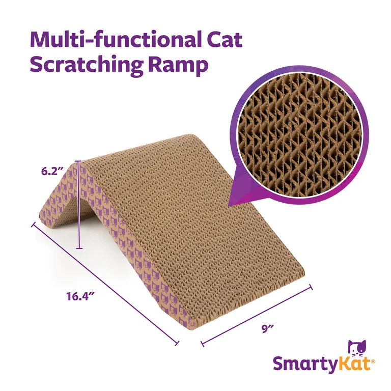 SmartyKat Scratch Ladder Ramp Corrugate Cat Scratcher with Catnip