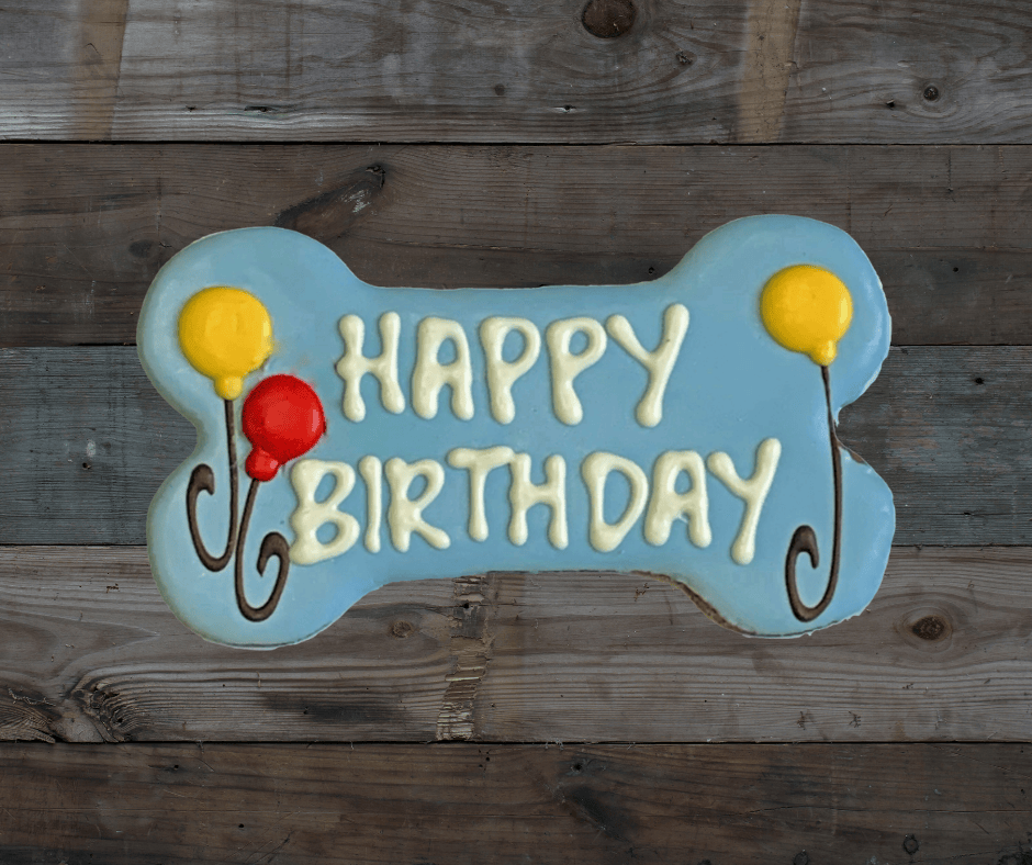 6″ Blue Happy Birthday Bone