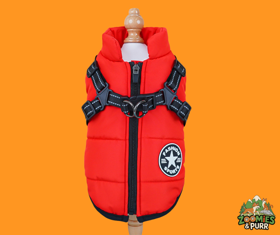 Sierra Fashion Sport Puffer Harness Jacket Sunset Red - Medium