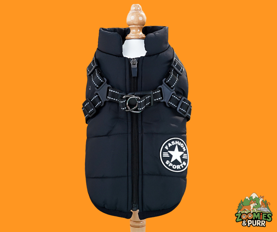 Sierra Fashion Sport Puffer Harness Jacket Jet Black - XLarge