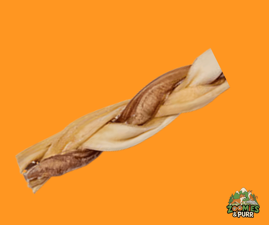 Zoomies & Purr 12" Beef Cheek + Bully Braided Stick (Single)
