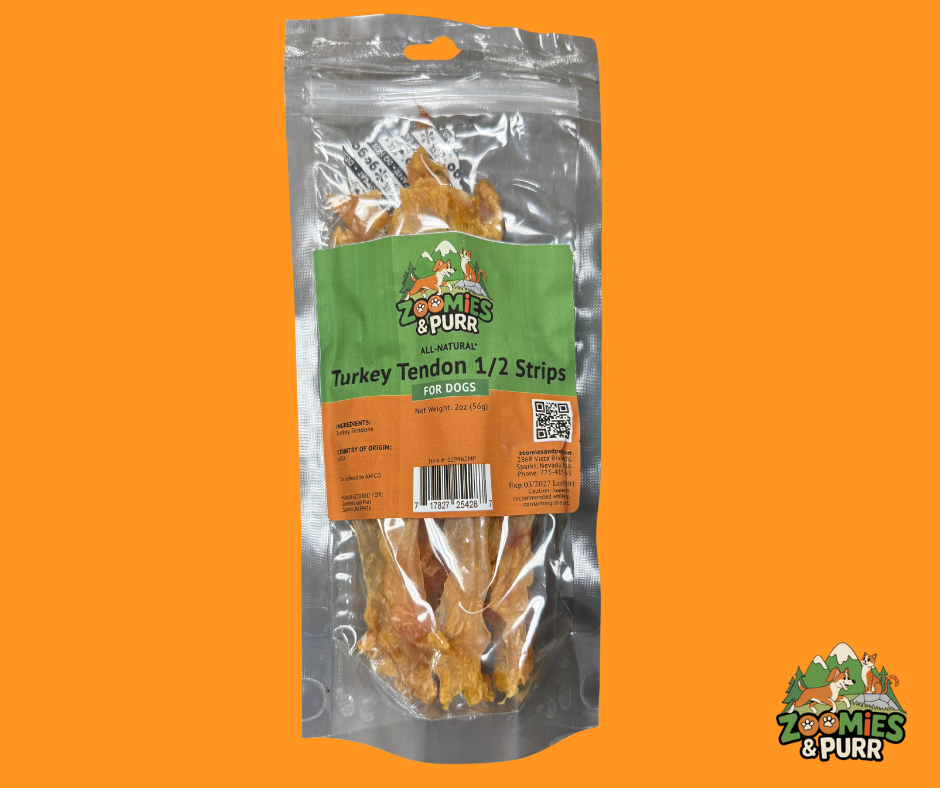 Zoomies & Purr2oz Turkey Tendon 1/2 Strips