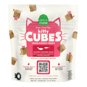 OPEN FARM CAT FREEZE-DRIED RAW KITTY CUBES TREATS, SALMON & MACKEREL RECIPE 1.5OZ