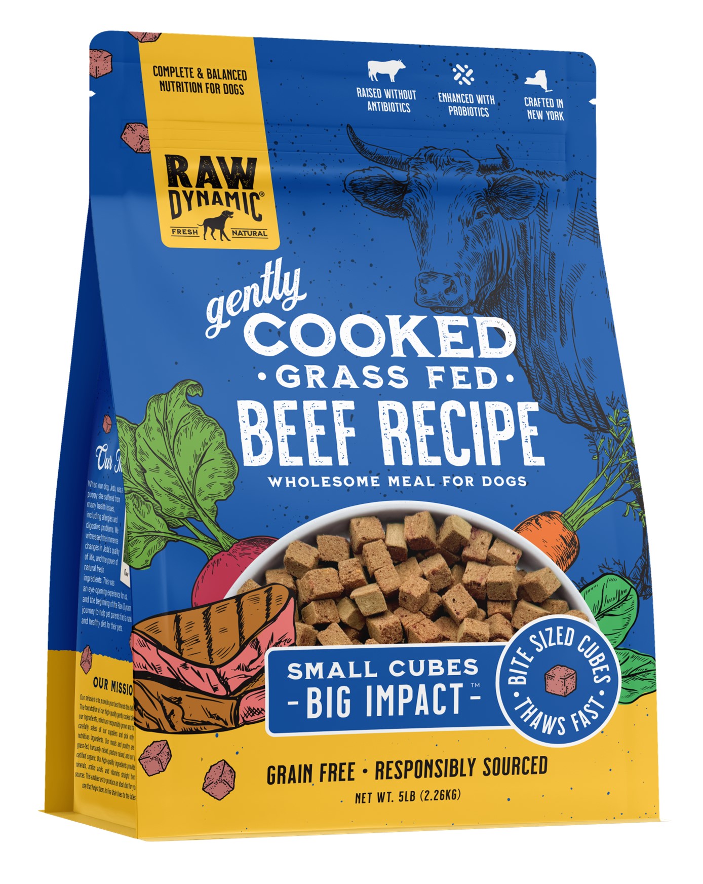 RAW DYNAMIC DOG GENTLY COOKED BEEF FROZEN 5LB