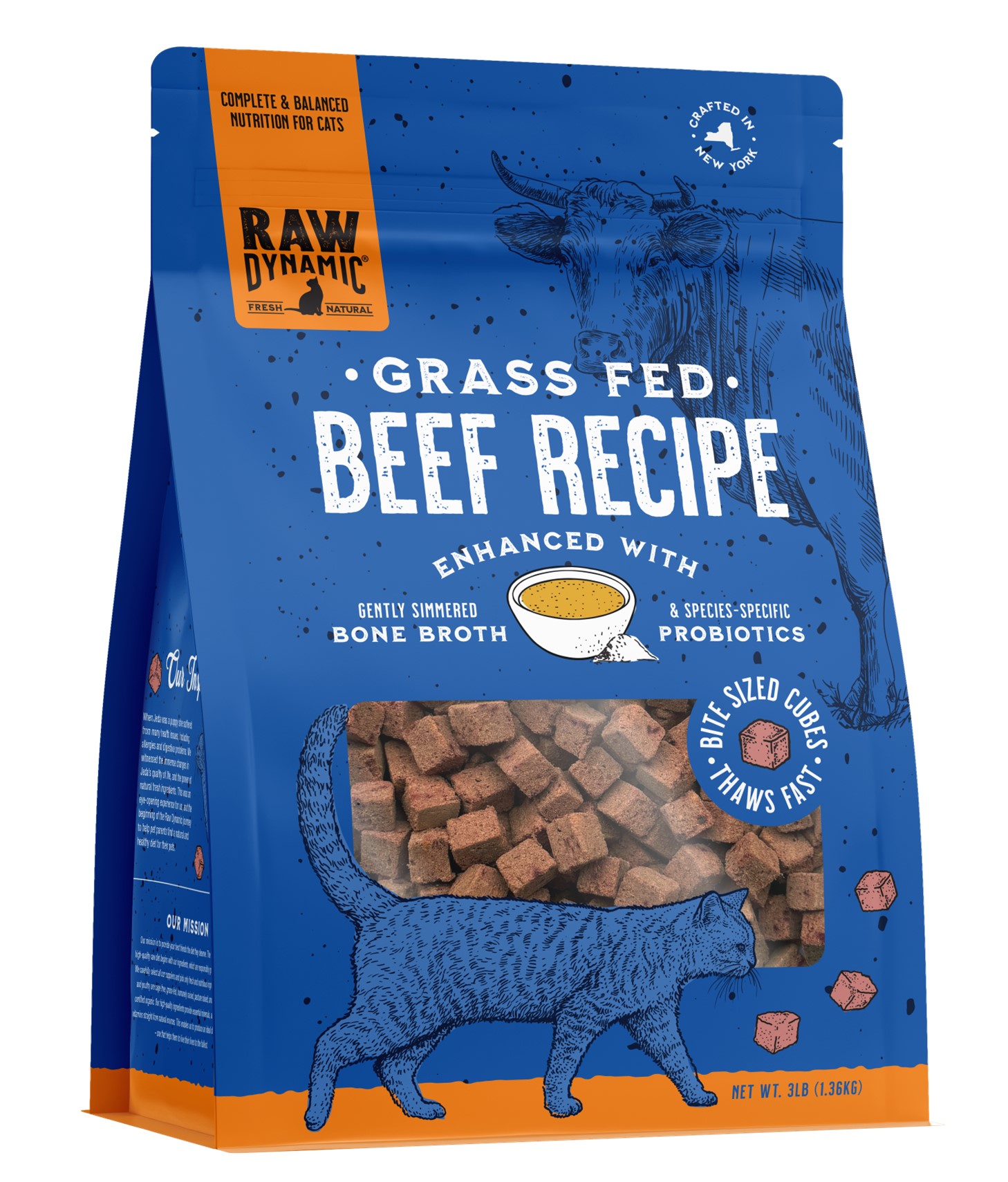 RAW DYNAMIC CAT BEEF WITH BONE BROTH FROZEN 3LB