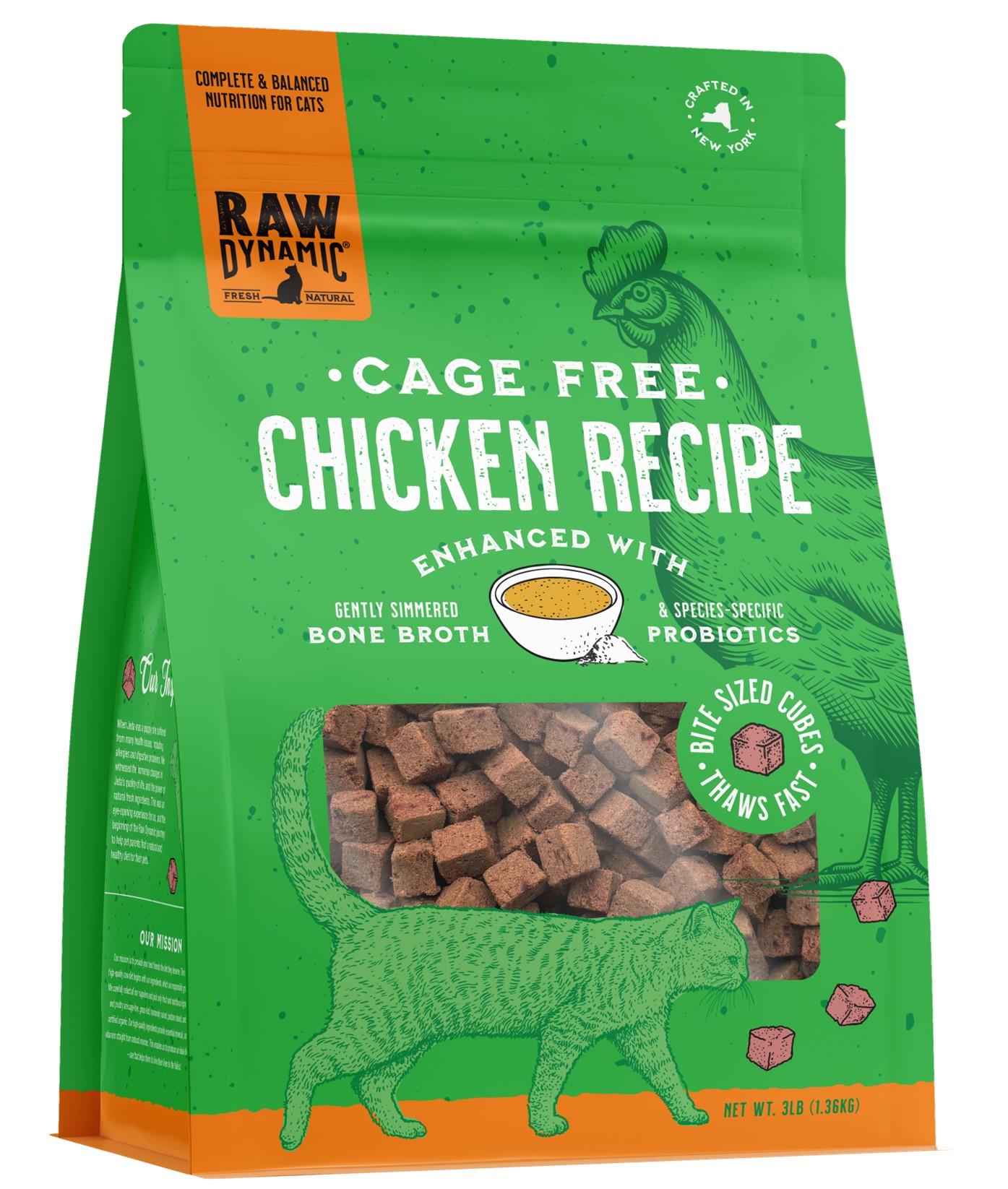 RAW DYNAMIC CAT CHICKEN WITH BONE BROTH FROZEN 3LB