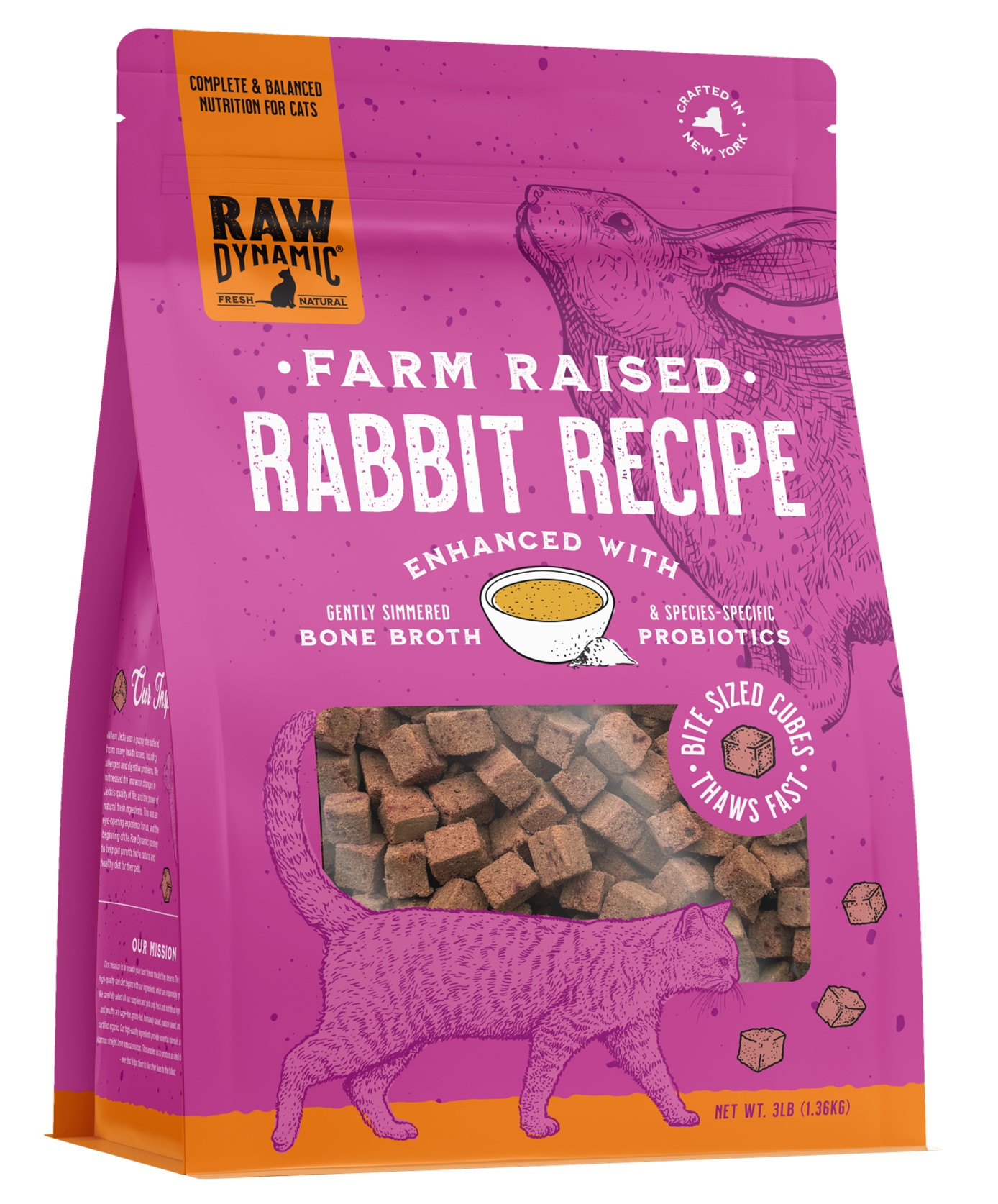 RAW DYNAMIC CAT RABBIT WITH BONE BROTH FROZEN 3LB