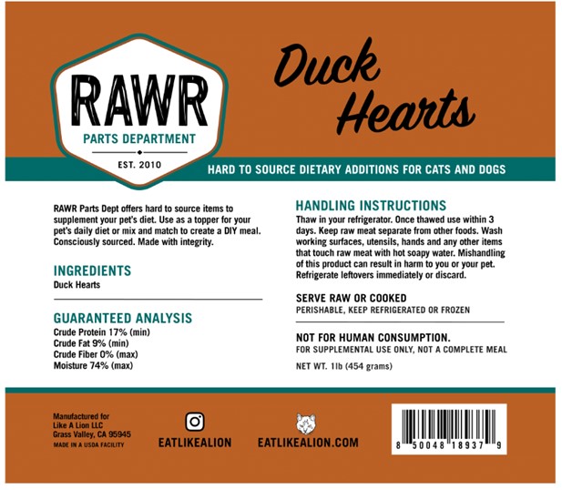 RAWR DOG CAT DUCK HEART FROZEN 1LB